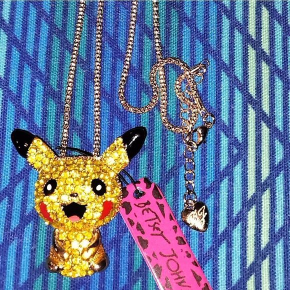 NWT and box Betsy Johnson rhinestone Pikachu necklace - Picture 7 of 9